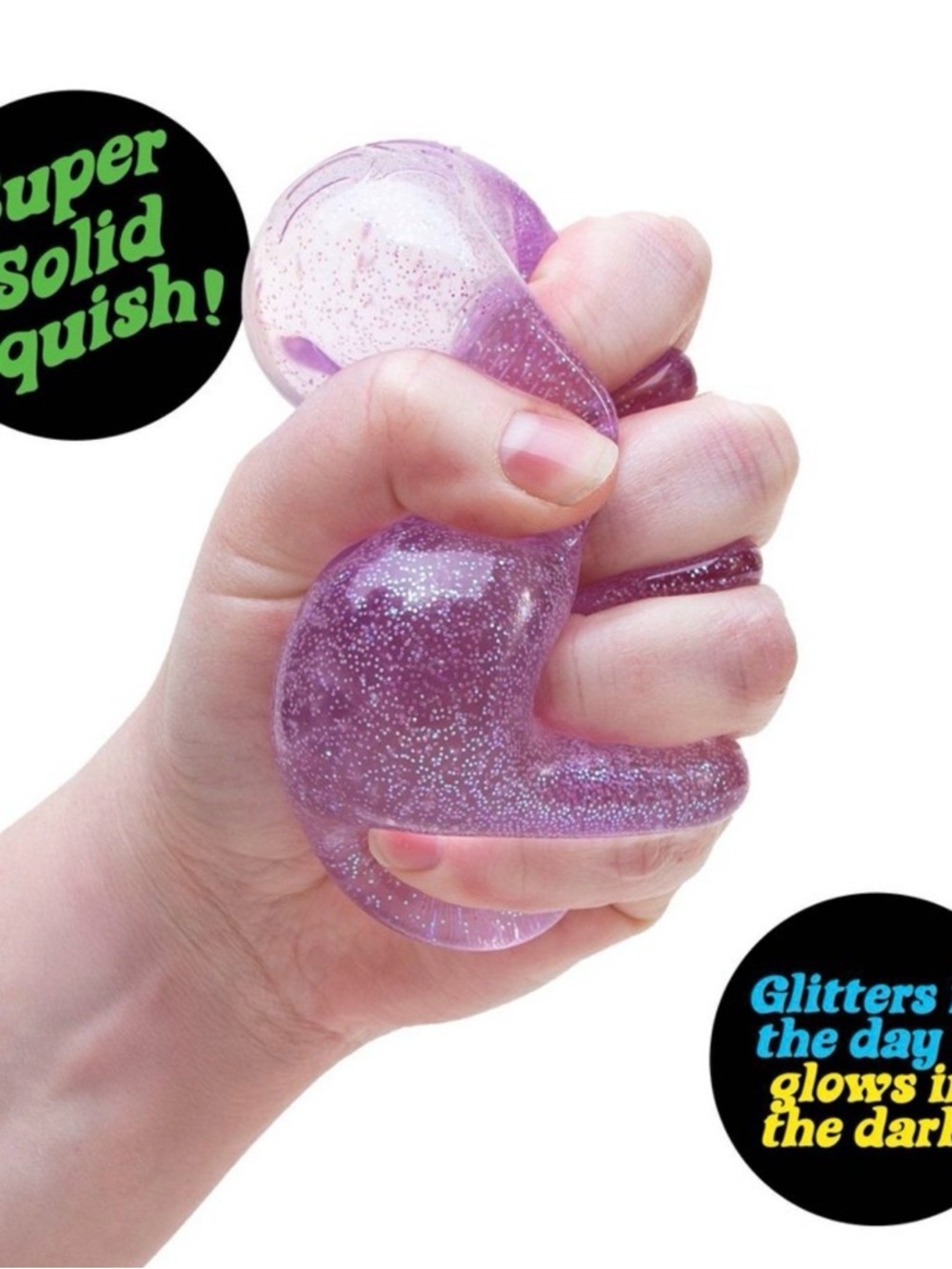 NeeDoh Nice Cube Glitter & Glow Squish Blue or Pink - Picture 3 of 6